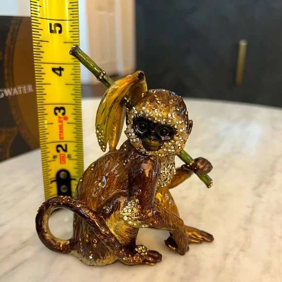 Jay Strongwater Limited Edition Sitting Monkey w/ Bananas Figurine